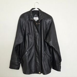 Valerie Stevens Classic Black Lamb Leather Jacket Size Large Petite